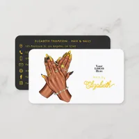 Bold Black and Yellow African American Nail Salon Business Card