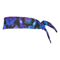 Hippie Retro Bohemian Pattern Blue Purple Black Tie Headband