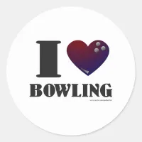 I love Bowling Classic Round Sticker