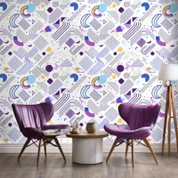 Retro Geometric Abstract Pat#4 Purple Blue ID1067 Wallpaper