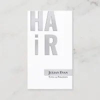 Stylish Silvery White Hairdresser Business Card