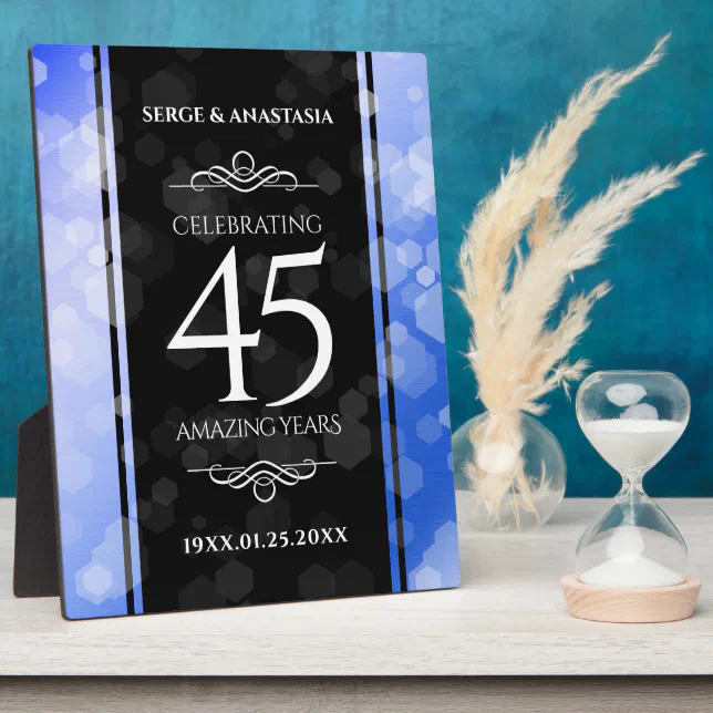 Elegant 45th Sapphire Wedding Anniversary Plaque