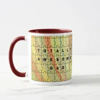 Totally Awesome Dad Puzzle Yellow/Brown Puzzle Mug