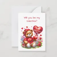 Teddy Bear Happy Valentine's Day Flat Card