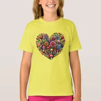 Floral Heart Pixel Art T-Shirt