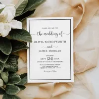 Elegant Minimalist Calligraphy Frame Wedding Invitation