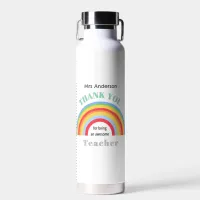 Colorful Rainbow Thank You Teacher Appreciation Water Bottle