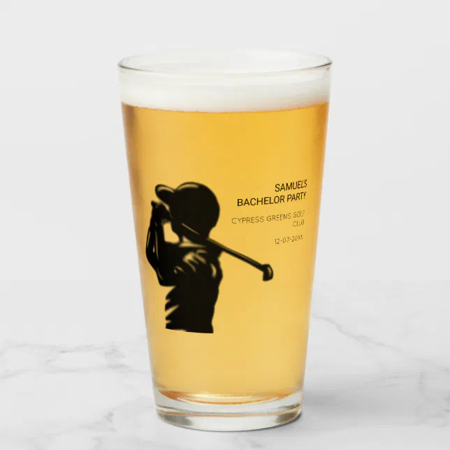 Black golfer Golfing Trip Bachelor Party minimal  Glass