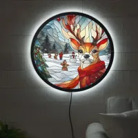 Festive reindeer in a snowy winter wonderland LED sign