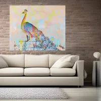 Majestic peacock on a fence - abstract  acrylic print