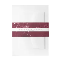 Stone Glitter Wedding Stripe Burgundy ID647 Invitation Belly Band