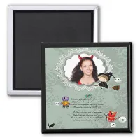 Photo Frame with Witch, Monsters, Ghost, Cat Magnet