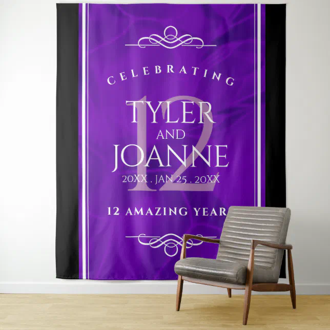 Elegant 12th Silk Wedding Anniversary Celebration Tapestry