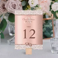 Rose Gold Monogram Large Wedding Table Number