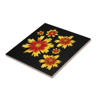 Coreopsis Gold and Bronze Tickseed Flower Medley Ceramic Tile