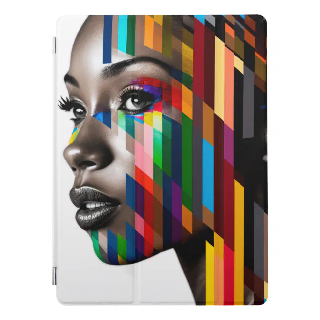 Black Woman Face Color Bars Portrait iPad Pro Cover