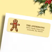 Yellow Gingerbread Man Christmas Return Address Label