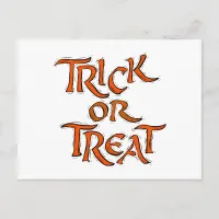 Halloween Trick or Treat Words Postcard