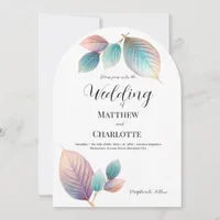 Ethereal Beauty Soft Tone Whimsical Pastel Leaves Invitation