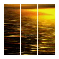 Golden Sunset on Sand Dunes Abstract Triptych Art