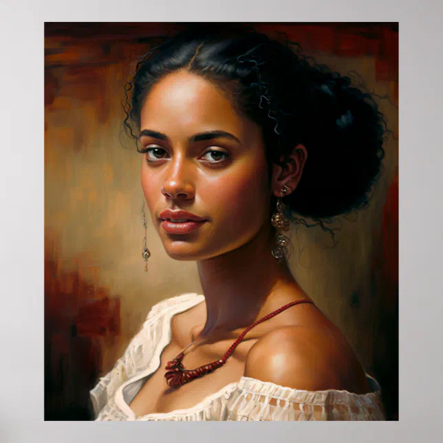 Brazilian Woman Portrait Oil Painting Poster