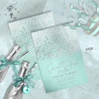 Foil Abstract Sweet Sixteen Silver Teal ID776 Invitation