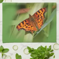 Beautiful Orange Satyr Comma Butterfly Kitchen Towel