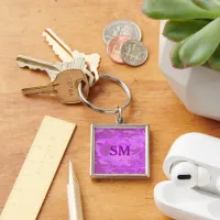 Monogram Light Purple Camouflage Premium Square Keychain