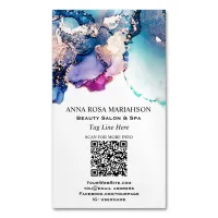 *~* QR Abstract Yummy Teal Turquoise AP29  Gilded  Business Card Magnet