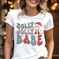 Holly Jolly Babe Retro Funny Christmas Tri-Blend Shirt