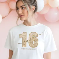 Gold Glitter Script Sweet 16 Birthday Tri-Blend Shirt