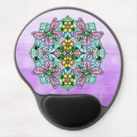 Purple Butterfly and Flowers Mandala  Gel Mouse Pad