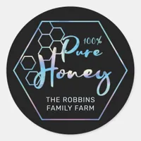 Chic Holographic 100% Pure Honey Jar Labels