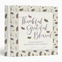 Rustic Thanksgiving Grateful Blessed Autumn Recipe 3 Ring Binder