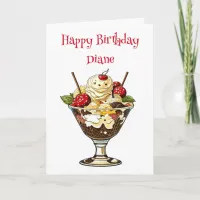 Personalized Ice Cream Sundae Birthday for Her Card