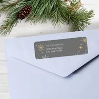 Modern Winter Snowflakes Grey Holiday Label