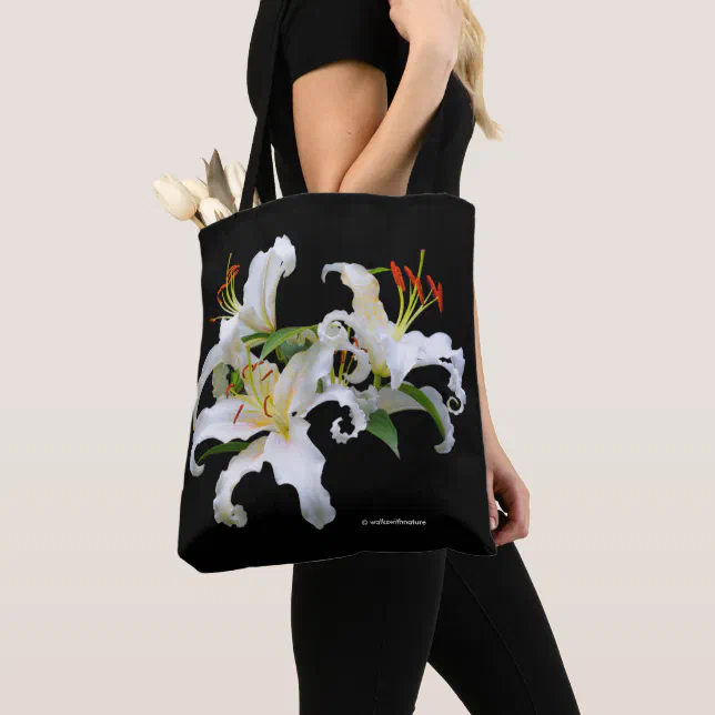 Elegant Casablanca White Oriental Lilies Tote Bag