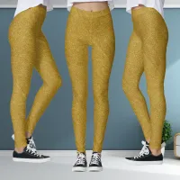 Metallic Gold Glitter Pattern Style Leggings