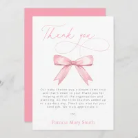 Baby Is on the WAY Pink Bow Girl Baby Shower Thank You Card