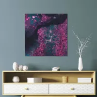 Abstract Modern Faux Foil Magenta Indigo Black  Canvas Print