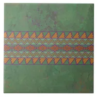 Southwest Sagebrush Green Geometric Pattern Ceramic Tile