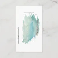 *~* Girly Geometric Silver & Turquoise Watercolor Business Card