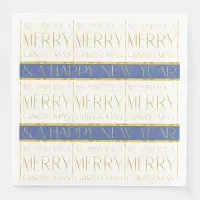 Blue Gold Christmas Pattern#35 ID1009 Paper Dinner Napkins