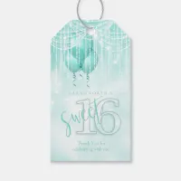 String Lights & Balloons Sweet 16 Teal ID473 Gift Tags