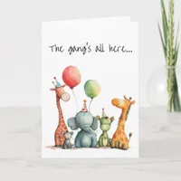 Birthday with Cute Quirky Cartoon Animals Card