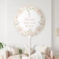 Elegant Pink Boho Floral Baptism Balloon