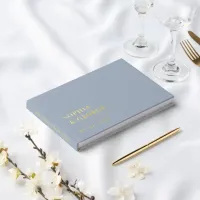 Elegant Modern Dusty Blue and Gold Wedding Foil Guest Book