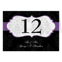 purple  Elegant damask  table seating card