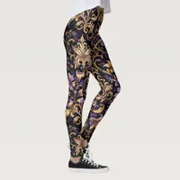 Colorful,Extravagant,Purple and Gold  Leggings