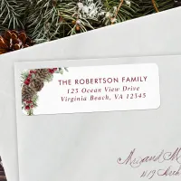 Rustic Pine Cones Winter Berries Return Address Label